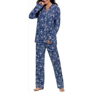 Brand New Women's Blue Floral Pajama Set 2XL Modern Cozy
